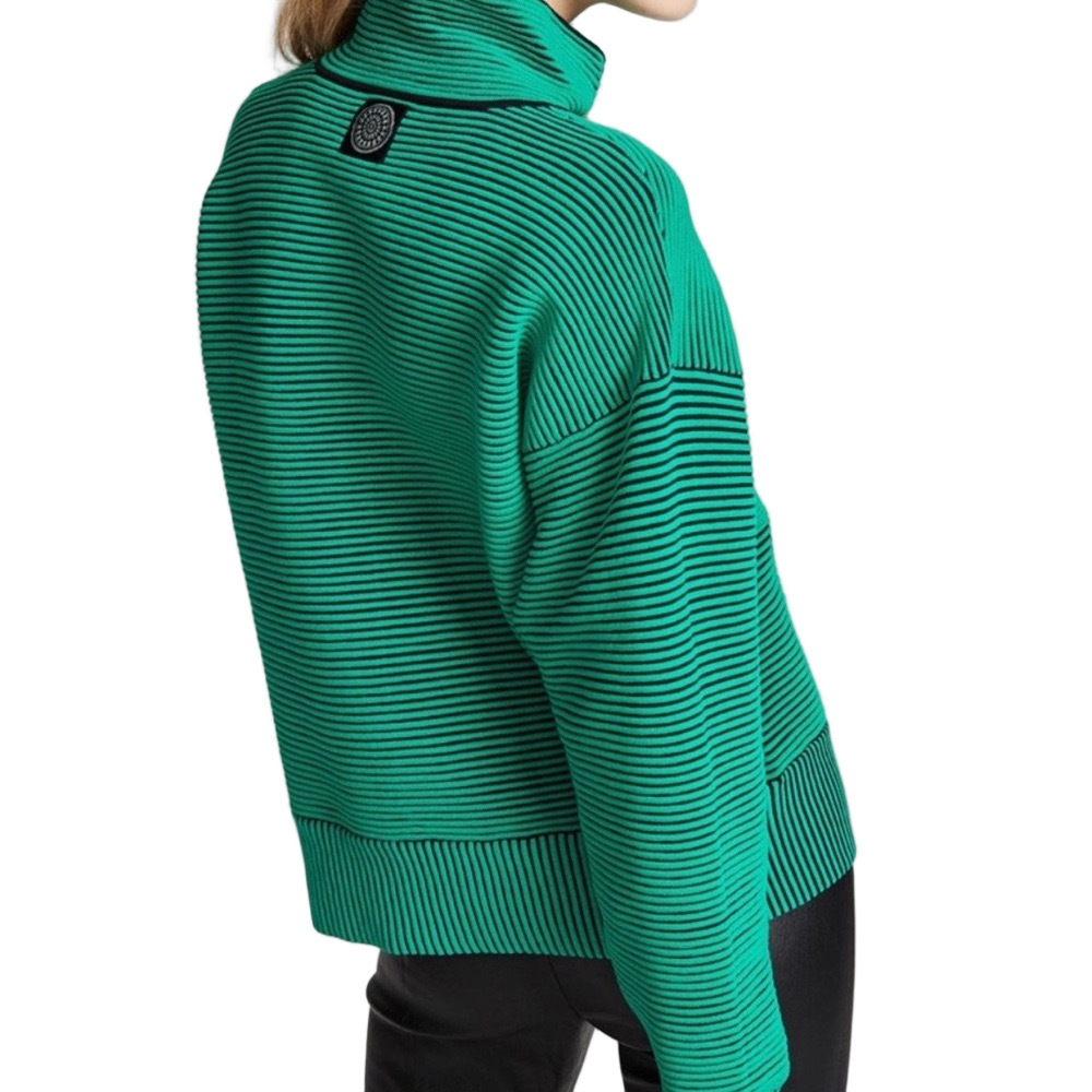 Nagnata Tropic Green + Black Turtleneck Sweater - Organic Cotton Rib Knit - S/M - Picture 6 of 8